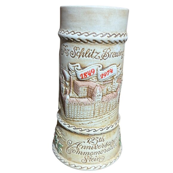 RARE Schlitz Brewing 125th Anniversary Commemorative Beer Stein 1974 - Picture 1 of 3